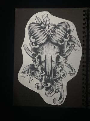 Skull with flowers from my flashbook 