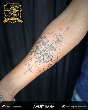 Compass Tattoo by InkPark Tattoo Studio - The Best Tattoo Artist (Avijit Saha) In Dhaka, Bangladesh.  