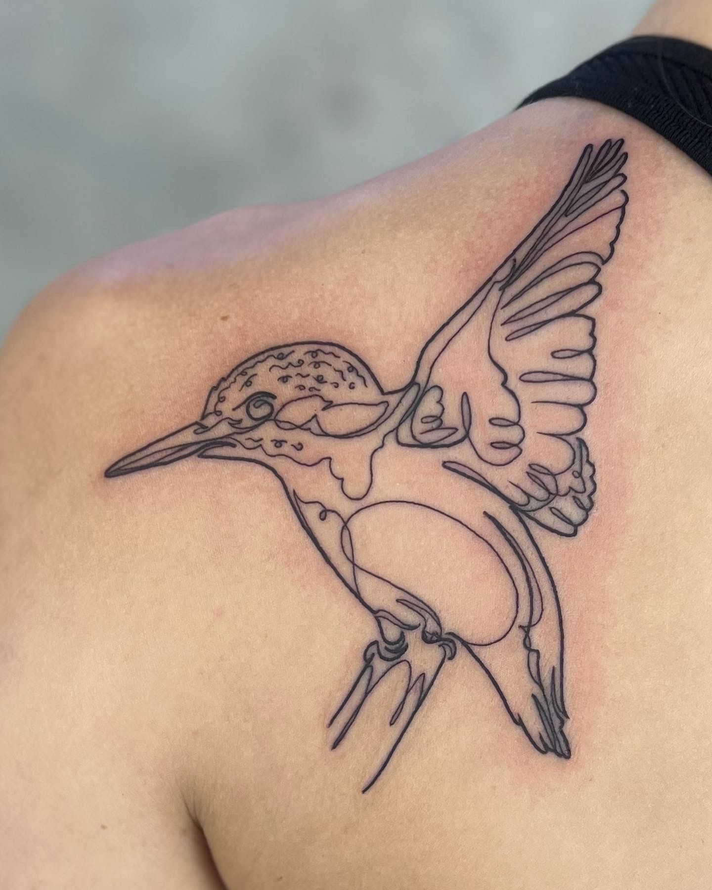 Kingfisher on my thigh. Done by Schyler Ames at Blacktooth Tattoo Co. in  Akron, OH : r/tattoos