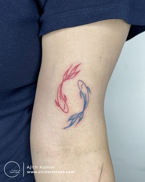 Color Koi Fish Tattoo made by Ajith Kumar at Circle Tattoo Bangalore