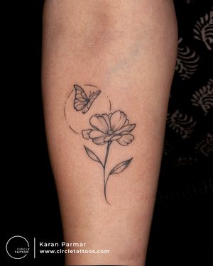 Flower and Butterfly Tattoo made by Karan Parmar at Circle Tattoo Andheri