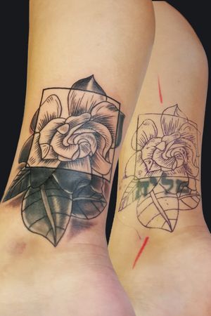 Black and grey flower cover up