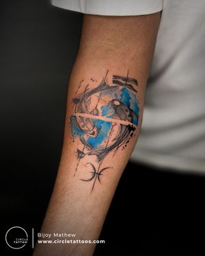 Yin-Yang Koi fish Color tattoo made by Bijoy Mathew at Circle Tattoo Indore