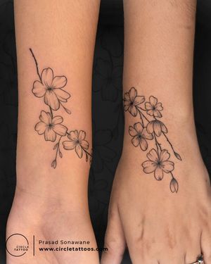 Floral Flower Tattoo made by Prasad Sonawane at Circle Tattoo Andheri