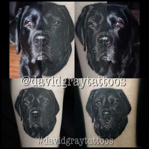 Realistic memorial Dog tattoo
