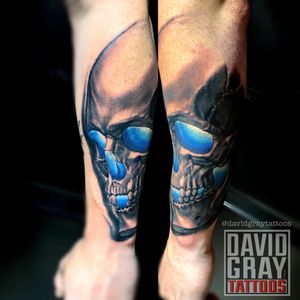 skull with blue eyes glowing