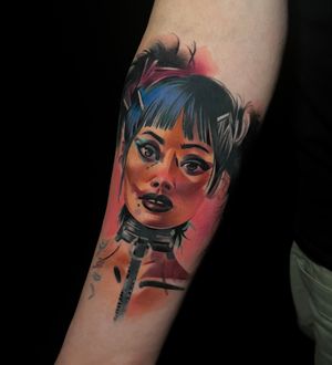 Get a stunning tattoo inspired by Love Death and Robots with Cloto.tattoos, combining illustrative style and watercolor technique. Embrace the unique and artistic look.
