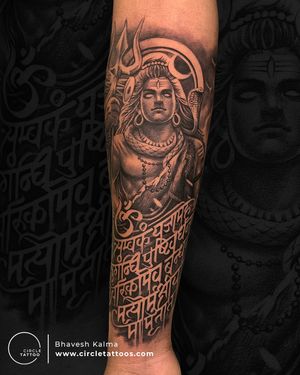 Shiv Tattoo and Script made by Bhavesh kalma at Circle Tattoo Pune
