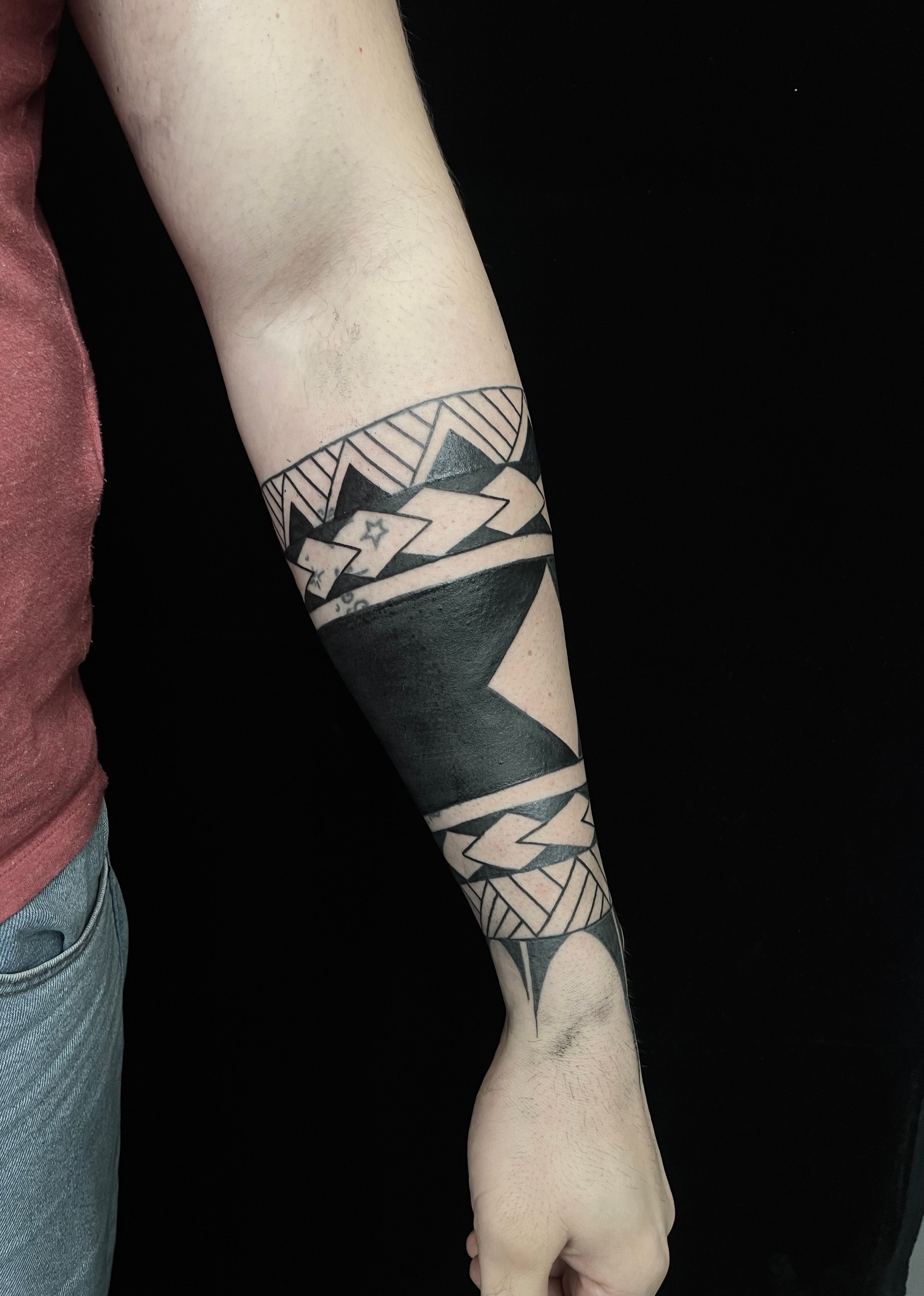 Arm with highly detailed tattoos, new school|maori style, studio : r/dalle2