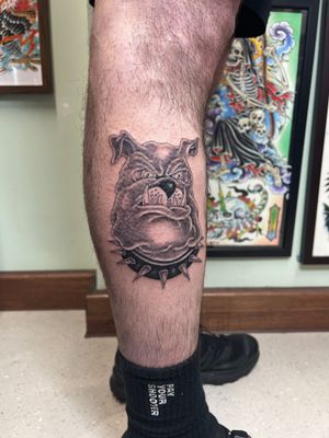 Capture the loyalty and strength of a bulldog with this stunning illustrative tattoo by Clayton Jeremiah.