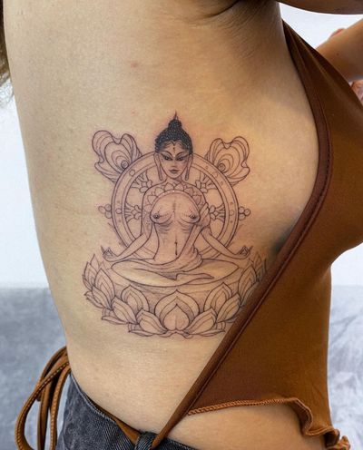 Beautiful illustrative tattoo by Ion Caraman, featuring a delicate lotus design perfect for meditation lovers.