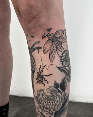 Capture the beauty of nature with this intricate tattoo design by Paula. Perfect for those who love insects and symbolism.