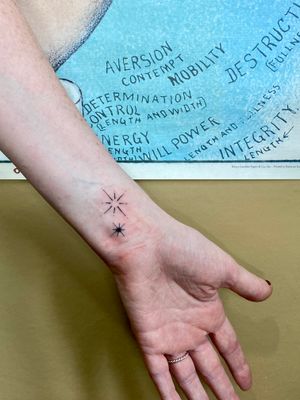 Shine bright with this sparkly star tattoo by Charlotte Pokes, in an edgy ignorant style.