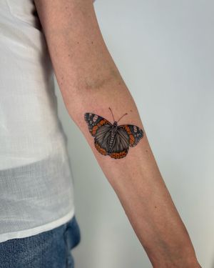 Get a stunning butterfly tattoo in realistic style by the talented artist Paula. Let your skin come to life with this beautiful illustrative design.