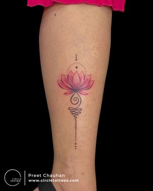 Color Lotus and Unalome Tattoo made by Preet Chauhan at Circle Tattoo Vizag