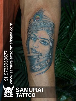 Flute with feather tattoo |Tattoo for krishna |Dwarkadhish tattoo |Lord krishna tattoo