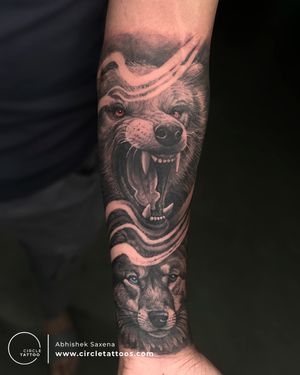 Custom Wolf Tattoo made by Abhishek Saxena at Circle Tattoo Delhi