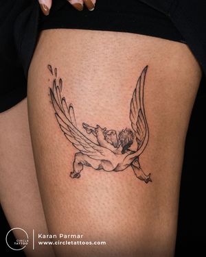 Falling Angel Tattoo made by Karan Parmar at Circle Tattoo India