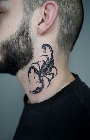 Get a stunning illustrative scorpion tattoo done by Dominga Longo, featuring intricate details and impressive artistry.
