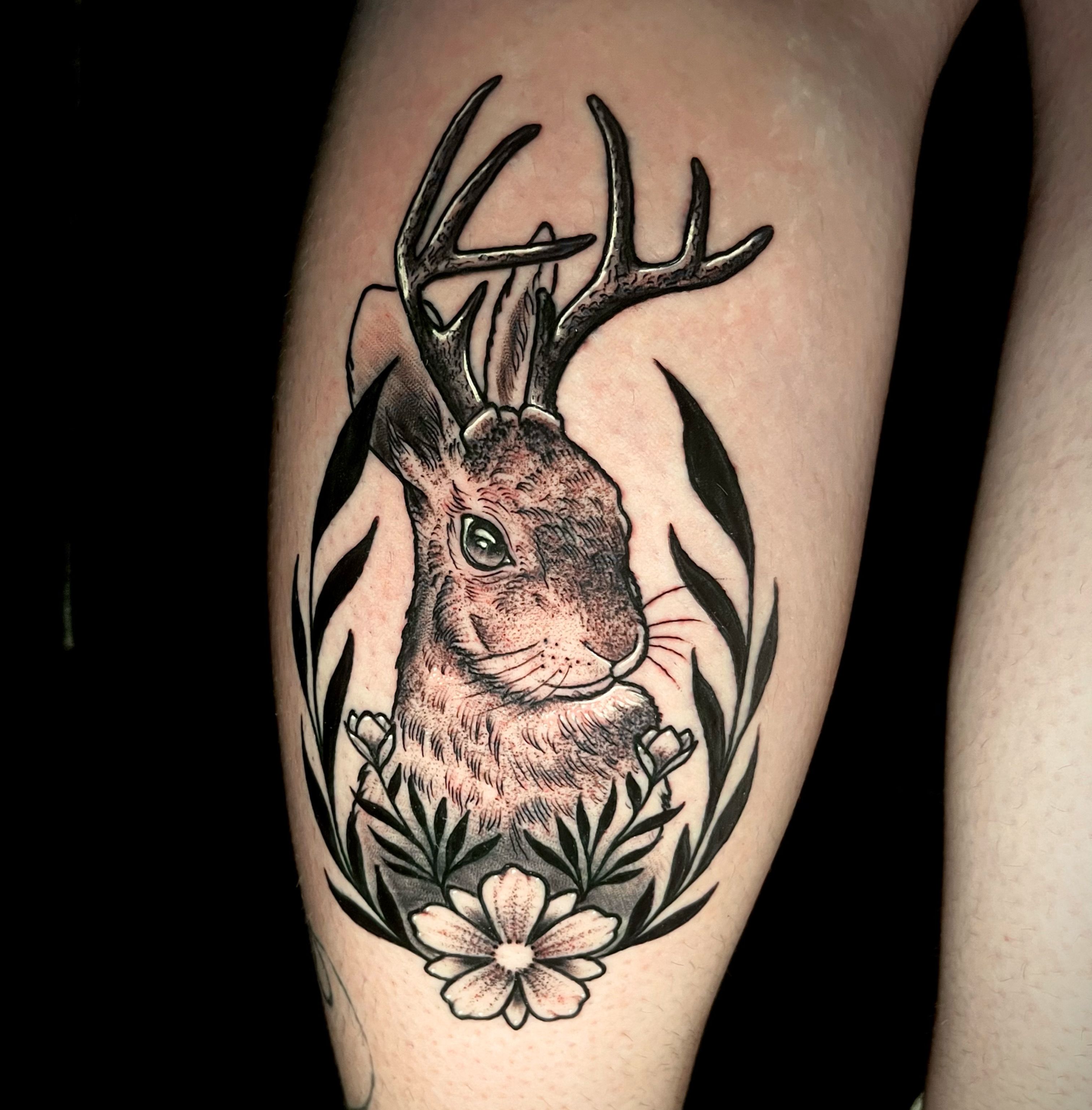 How fun is this Jackalope & banjo? 🥹 I love getting to tattoo unique ideas  that I don't get to do often! 🫶 *Healed “ramble on... | Instagram