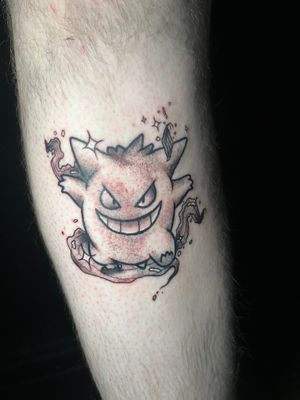 Get inked with this stunning illustrative Gengar tattoo by Ben Twentyman, showcasing your love for Pokémon in a unique anime style.