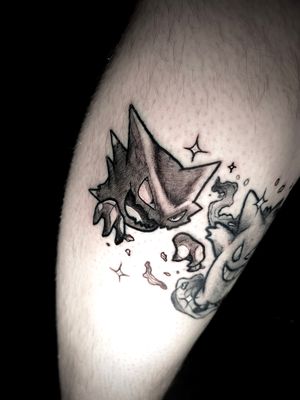 Get mesmerized by this hauntingly beautiful Haunter tattoo featuring anime style with intricate dotwork details, done by the talented artist Ben Twentyman.