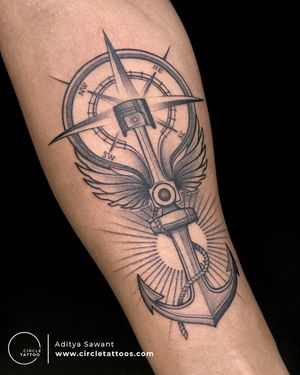 Compass Tattoo made by Aditya Sawant at Circle Tattoo Pune