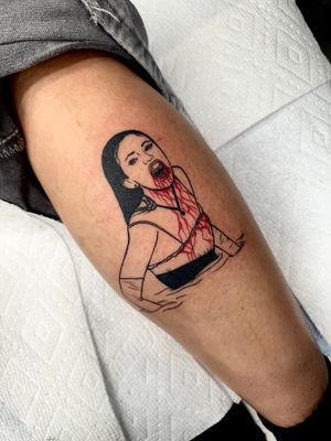 Minimal and illustrative tattoo inspired by the cult movie 'Jennifer's Body'. Designed by Miss Vampira.