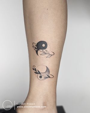 YingYang Tattoo with Leave's made by Ganesh Prasad at Circle Tattoo Bangalore