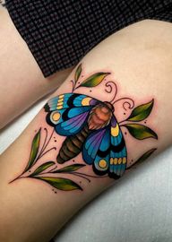 Blue Moth Tattoo