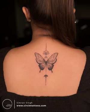 Fineline Butterfly Tattoo made by Simran at Circle Tattoo Delhi
