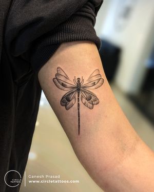 Dragonfly Tattoo made by Ganesh Prasad at Circle Tattoo Bangalore