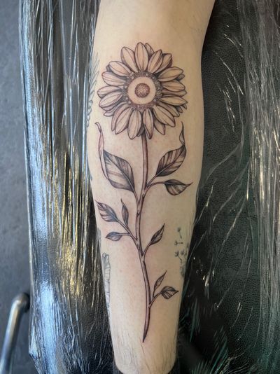Big ole Sunflower to complete patchwork lower leg 🌻 