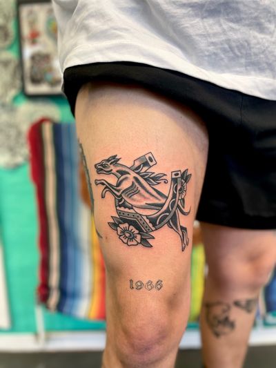 Get luck and loyalty permanently inked with this timeless traditional tattoo by River Tatts.