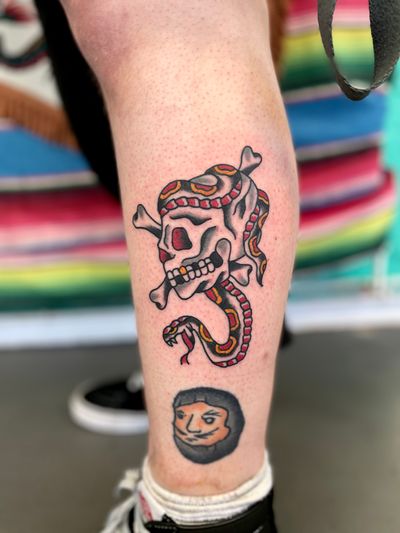 Traditional skull and snake 