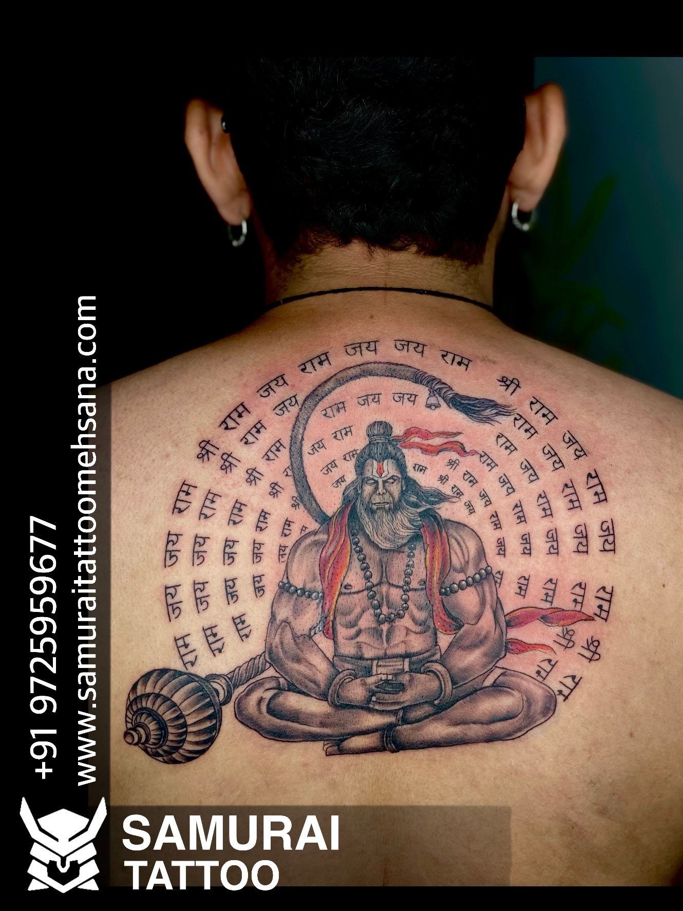 Free Photo Prompt | Minimalist Hanuman Climbing Pillar Tattoo Design