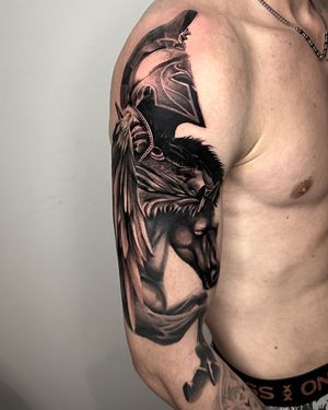 • Spartan • part of the ongoing full sleeve realistic project by our resident @f.eric_ 
Books/info with Felipe in our Bio: @southgatetattoo 
•
•
•
#spartan #spartantattoo #horsetattoo #fullsleevetattoo #realistictattoo #london #londonink #northlondontattoo #southgatepiercing #northlondon #southgate #enfield #amazingink #sgtattoo #londontattoo #londontattoostudio #southgateink #southgatetattoo