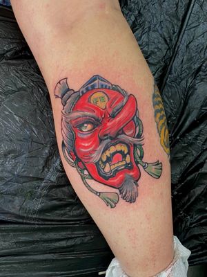 Embrace the mystical allure of the tengu with this vibrant neo-traditional tattoo design by the talented artist Jethro Wood.