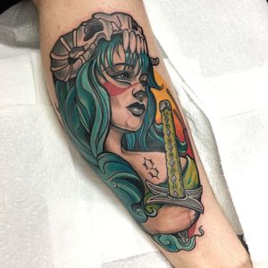 Get a stunning anime-inspired neo-traditional tattoo of Nell from Bleach by the talented artist Jethro Wood.