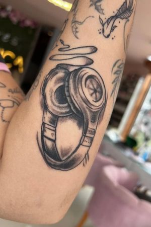 Headphones tattoo 