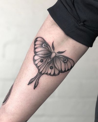 Get a stunning illustrative moth tattoo by the talented artist Claudia Smith. Uniquely designed for you, this tattoo is sure to make a statement.