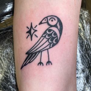 Get a stunning ignorant style bird tattoo designed by the talented Goblyn Crew for a unique and eye-catching look.