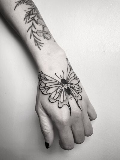Check out this stunning illustrative butterfly tattoo by tattsbybetts, a perfect choice for those who love nature-inspired ink designs.