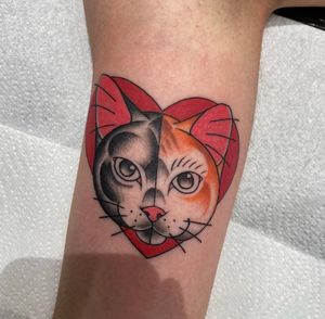 Get a unique illustrative tattoo of a cat, your beloved pet, designed by the talented artist Sam Waiting. Perfect for the animal lover in you!