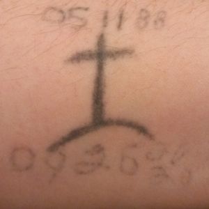 Christopher donald schoenwald stick poke conge for earth on my arm he pass away so I did dob and the date he pass