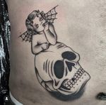 Cherub on Skull Tattoo