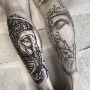 Experience the divine with this black and gray masterpiece by the talented artist Sam Waiting.
