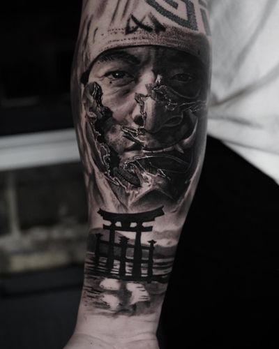 Get a stunning black and gray samurai tattoo done with expert level realism by the talented artist Milan Boros.