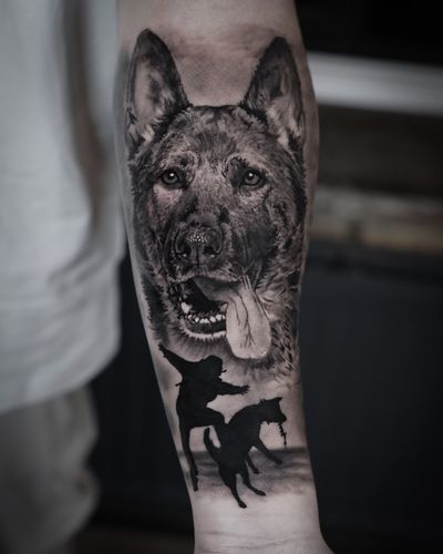 Capture the essence of your beloved pet with this stunning black & gray realism tattoo by Milan Boros.