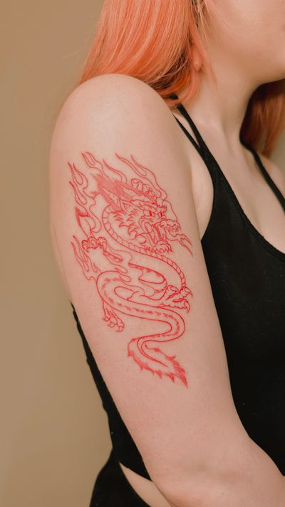 Red ink traditional Chinese dragon